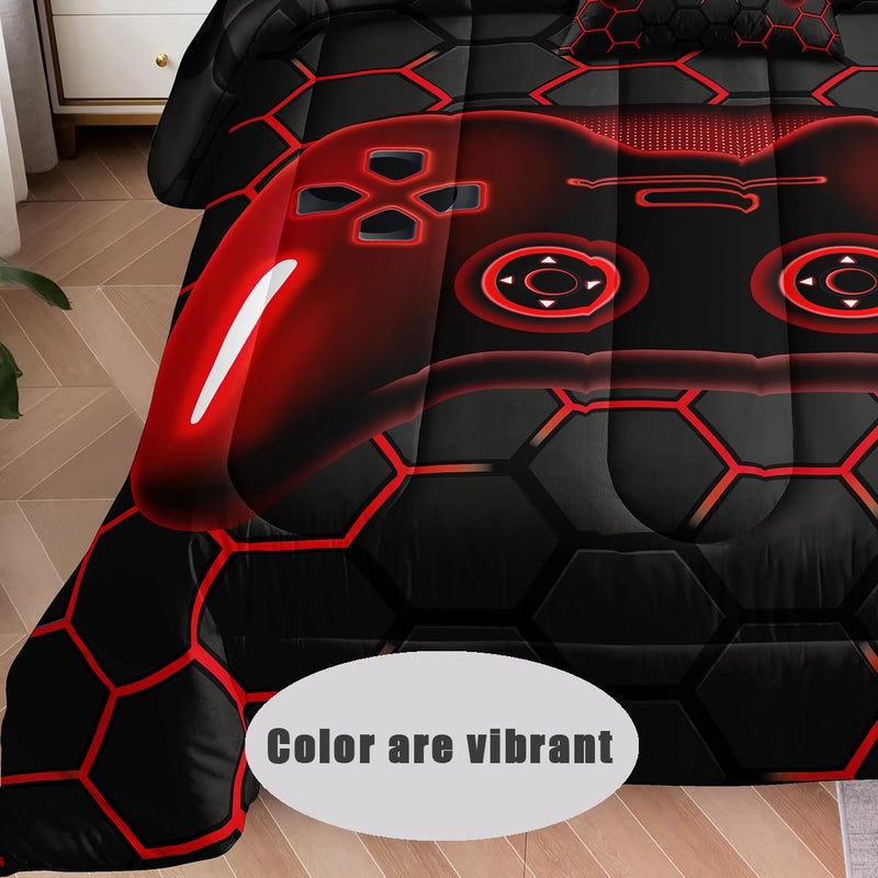 lris Bedding 5 Pieces Bed in a Bag for Boys Bedding Sets Twin Size Gamer Comforter Sets for Boys Kids  Gaming Comforter Set for Teens Room Decor with Flat Sheet Fitted Sheet Pillowcase Cushion Cover - Image 2